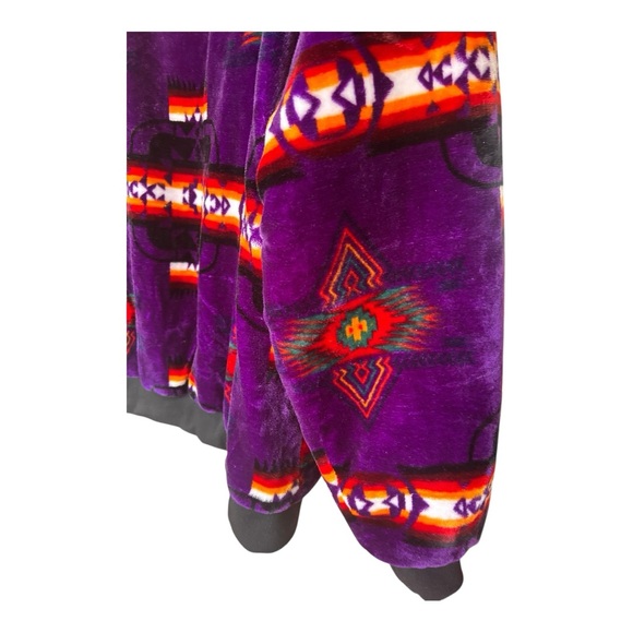 Aztec plush blanket zip up jacket purple SW print Size L/XL - Picture 4 of 12